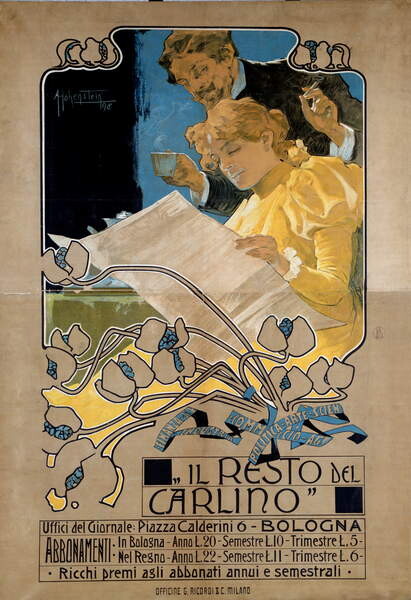 Fine Art Print Advertising poster for “Il resto del Carlino”, 1898