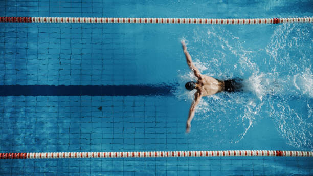 Art Photography Aerial Top View Male Swimmer Swimming