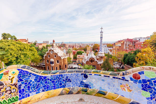 Art Photography Barcelona skyline with colorful buildings on