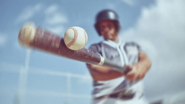 Arte Fotográfica Baseball, baseball player and bat ball