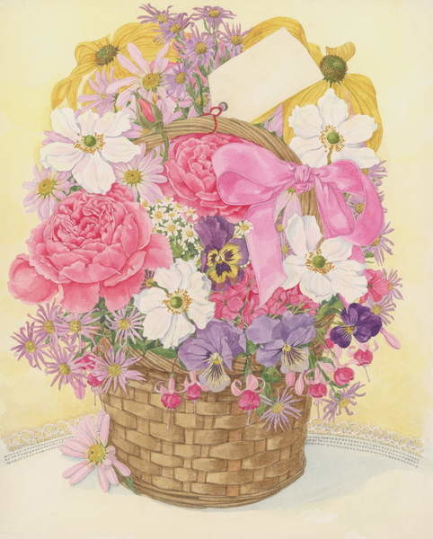 Canvas Print Basket of Flowers, 1995