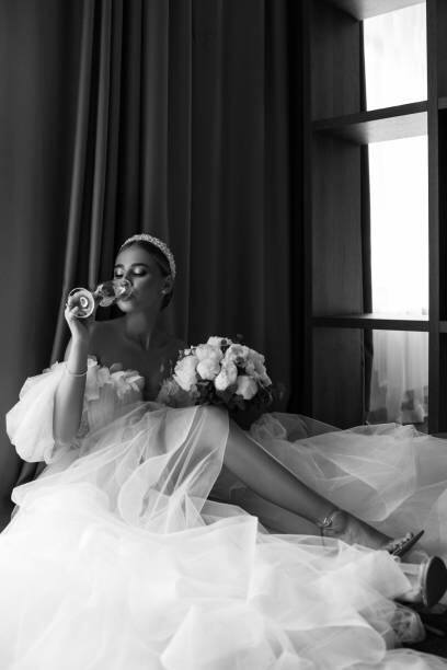 Art Photography beautiful bride in the morning - stock photo