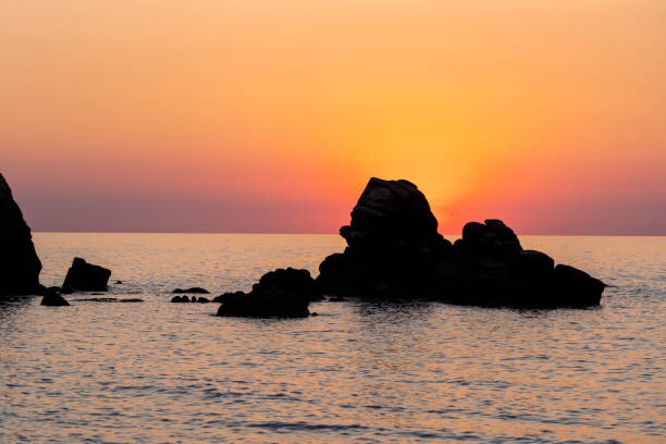 Arte Fotográfica Beautiful view of orange sunset seascape