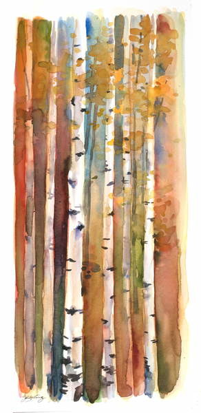 Canvas Print Birches in Autumn, 2013,