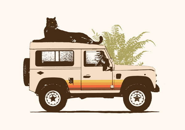 Fine Art Print Black Panther on Car