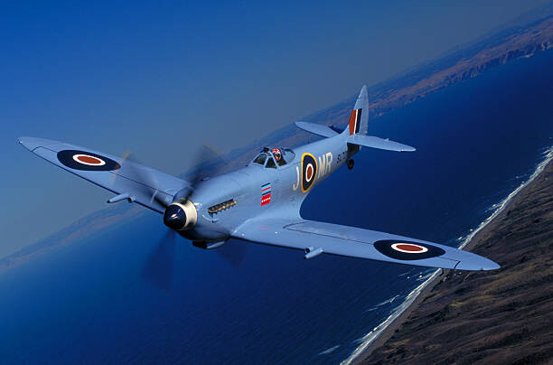 Art Photography Blue British Spitfire fighter plane