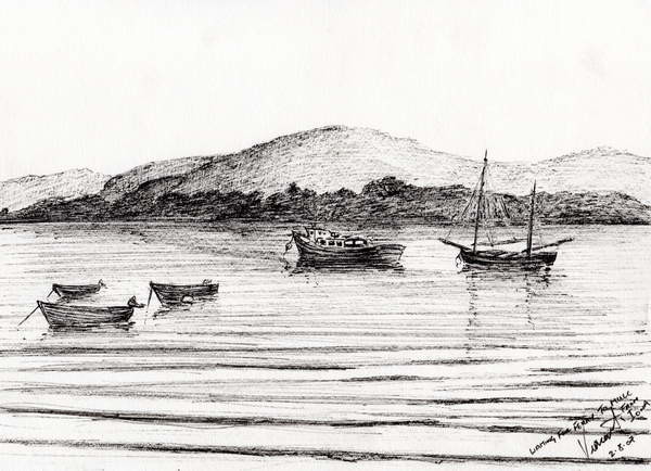 Fine Art Print Boats off Iona, 2007,