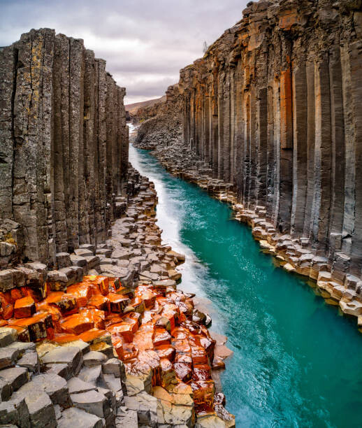 Art Photography Breathtaking view of Studlagil basalt canyon,