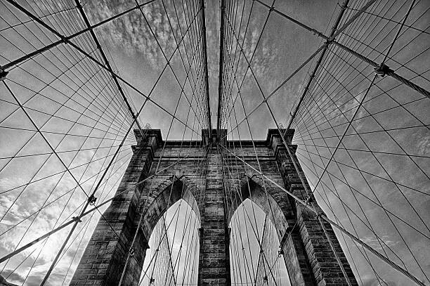 Valokuvataide Brooklyn Bridge perspective - Black and White