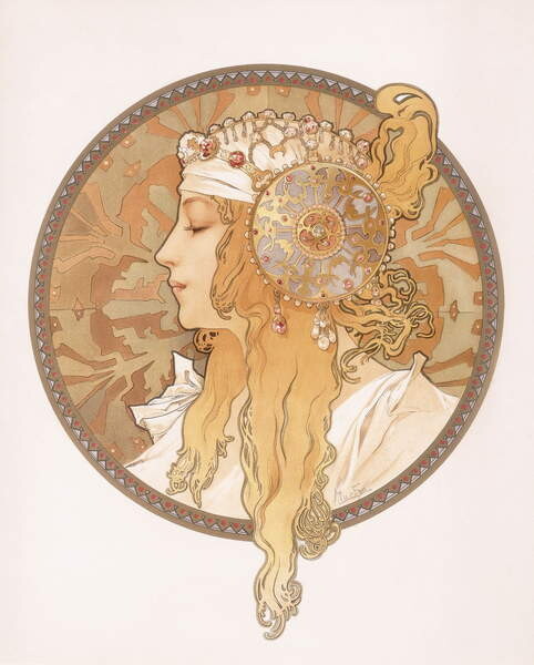 Taidejäljennös Byzantine head of a blond maiden