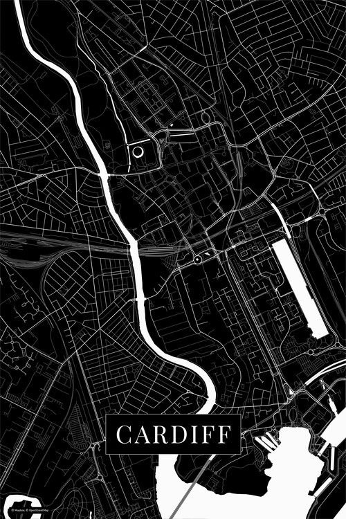 Map Cardiff black