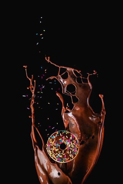 Art Photography Chocolate splash and a donut with