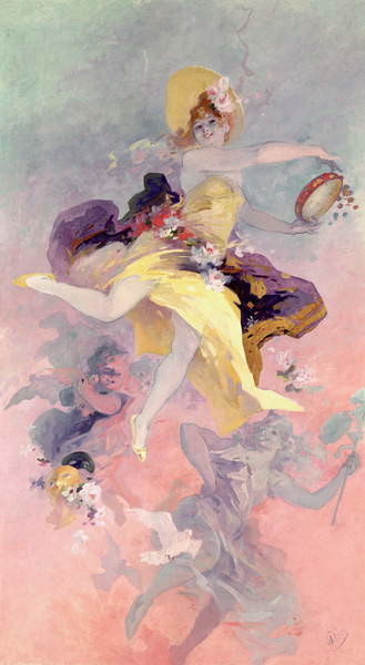 Canvas Print Dancer with a Basque Tambourine