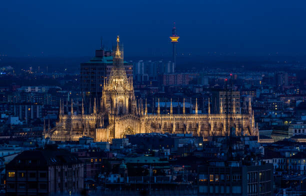 Art Photography Duomo di Milano and skyline ad dusk