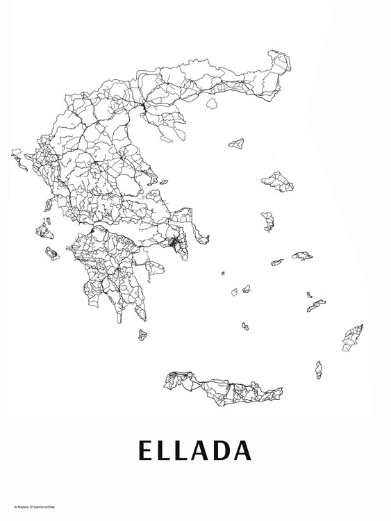 Map Ellada black & white