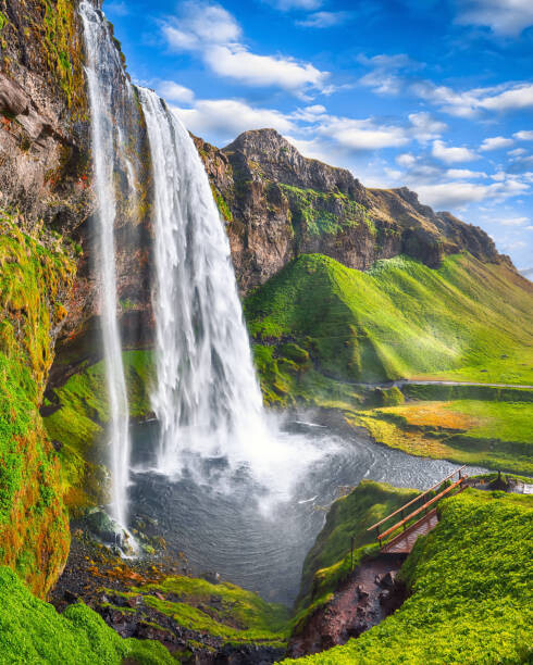 Art Photography Fantastic Seljalandsfoss waterfall