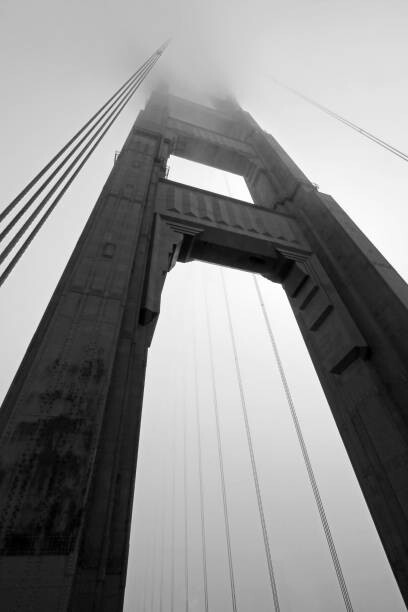 Art Photography Golden Gate Bridge tower in black