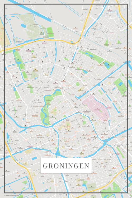 Kartta Groningen color ǀ Kaikki kaupunkikartat ja maailmankartat seinälle