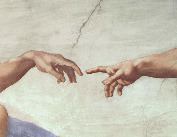 Fine Art Print Hands of God and Adam, detail