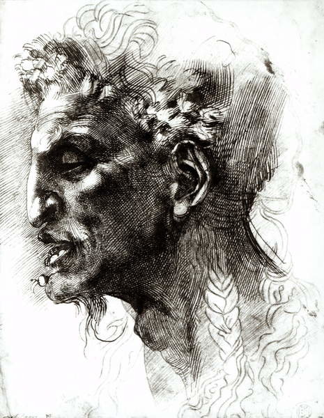 Fine Art Print Head of a Satyr (pen & ink on paper)