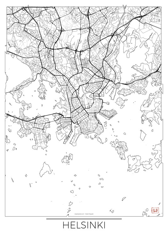 Map of Helsinki ǀ Maps of all cities and countries for your wall