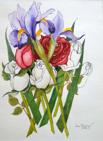 Canvas Print Irises and Roses,2007