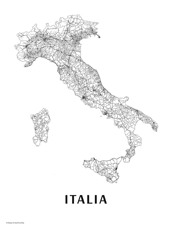 Map Italy black & white