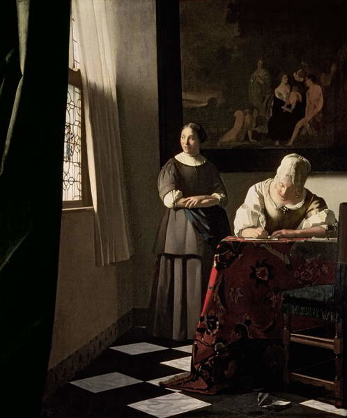 Fine Art Print Lady writing a letter with her Maid, c.1670