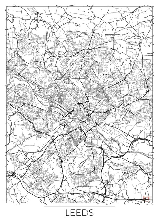 Map of Leeds ǀ Maps of all cities and countries for your wall