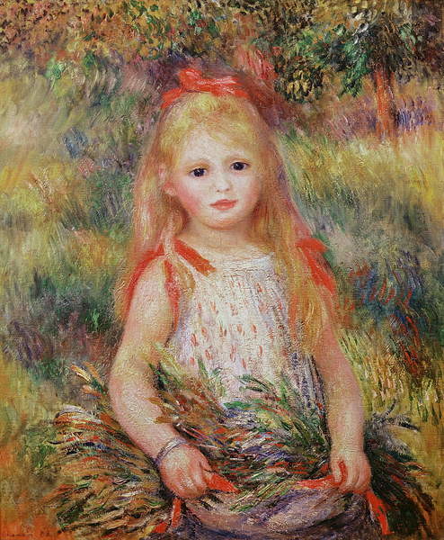 Fine Art Print Little Girl Carrying Flowers, or The Little Gleaner