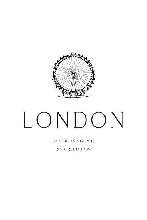 Illustration London coordinates with London Eye