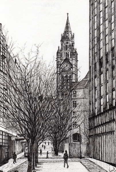 Fine Art Print Manchester Town Hall from Deansgate, 2007,