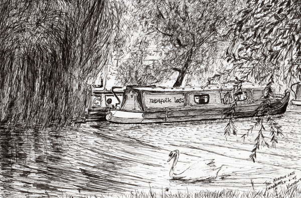 Canvas Print Narrow boats Cambridge, 2005,