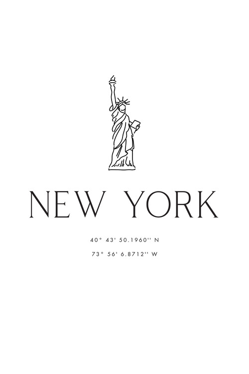 Illustration New York city coordinates with Statue of Liberty