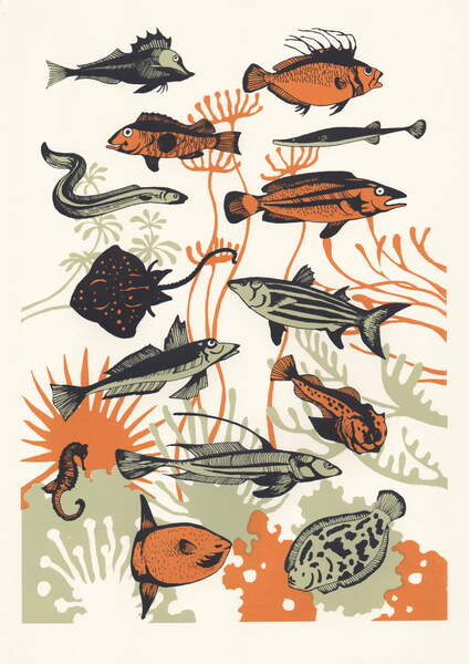 Fine Art Print Orange Seaweed Fish, 2015