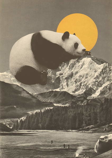 Canvas Print Panda's Nap into Mountains