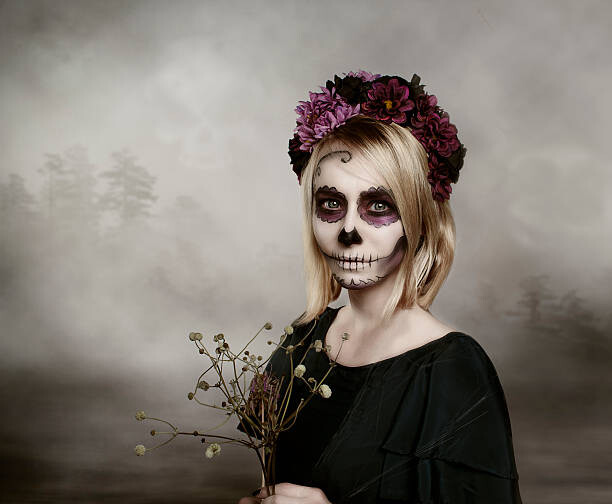 Art Photography Portrait of woman with sugar skull makeup