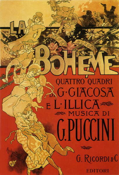 Canvas Print Poster by Adolfo Hohenstein for opera La Boheme by Giacomo Puccini, 1895