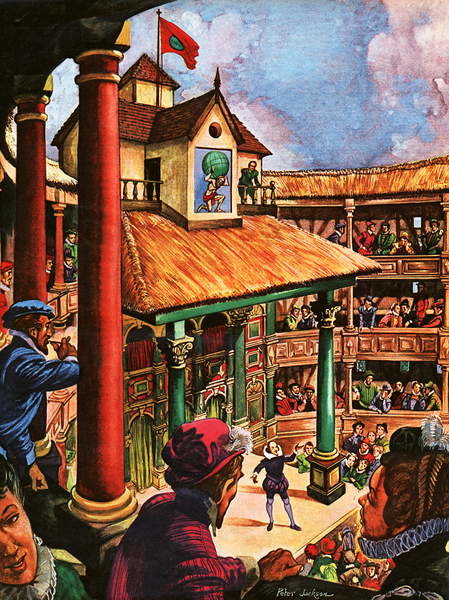 Fine Art Print Shakespeare performing at the Globe Theatre