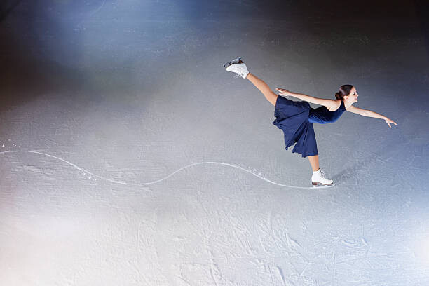 Art Photography Skater making edge in ice, showing path.