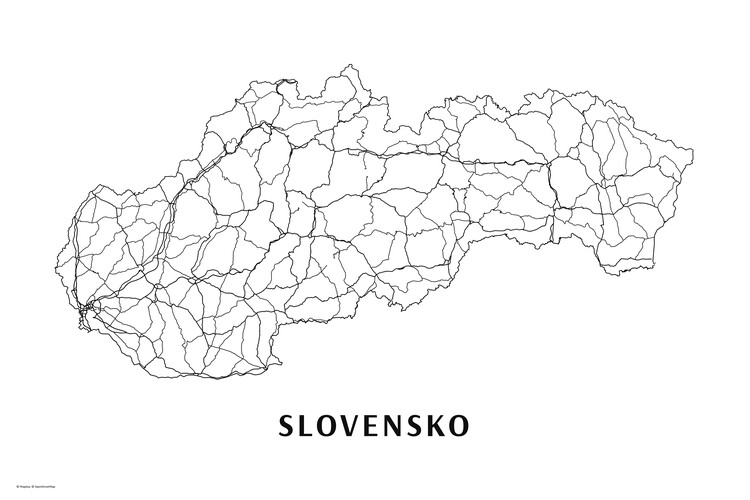 Map Slovensko black & white