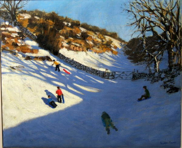 Canvas Print Snow in the valley, near Monyash, Derbyshire