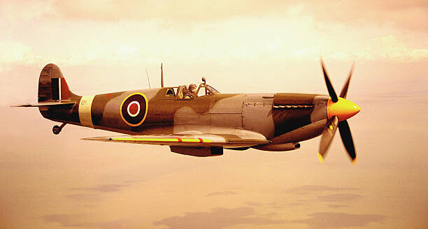Art Photography Spitfire aircraft in flight (sepia tone)