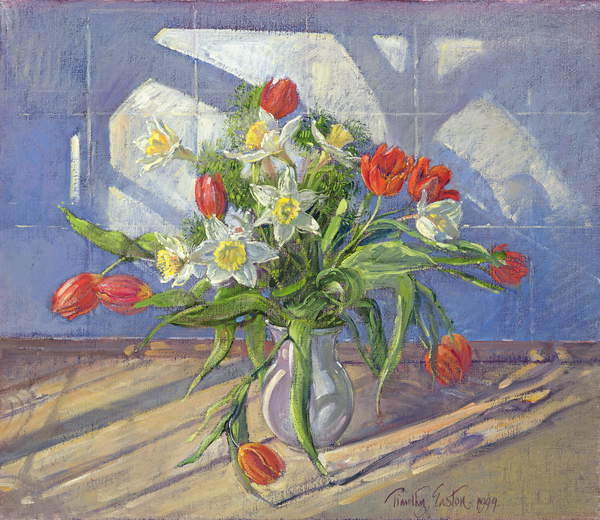 Canvas Print Spring Flowers with Window Reflections, 1994