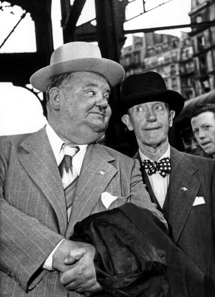 Photography Stan Laurel and Oliver Hardy in Paris on June 17, 1950