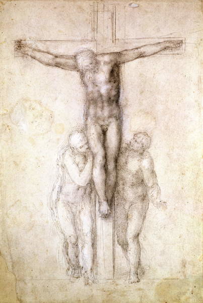Fine Art Print Study of Christ on the Cross between the Virgin and St. John the Evangelist