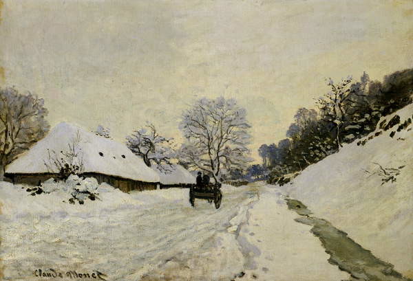 Wallpaper Mural The Cart, or Road under Snow at Honfleur, 1865