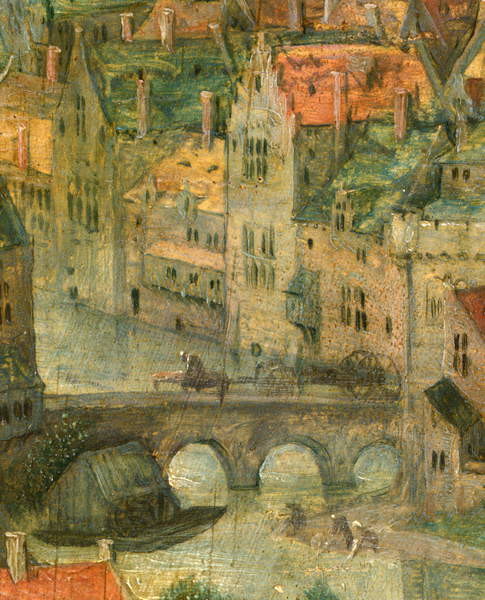 Canvas Print Town detail from Tower of Babel, 1563