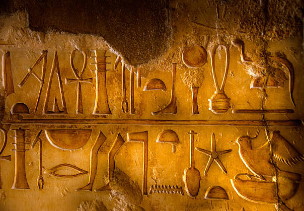 Art Photography Two rows of Egyptian Hieroglyphics