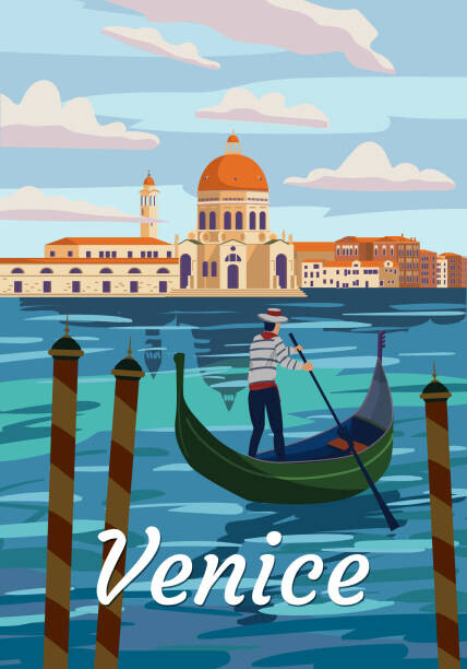 Wall Art Print | Venice Italia Poster retro style. Grand, VectorUp ...